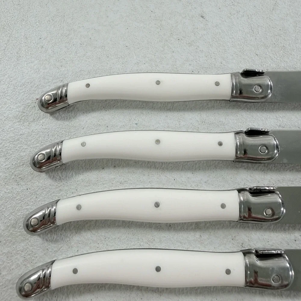 Jean Dubost Laguiole 6-piece Steak Knife Set White Handle Stainless Bee
